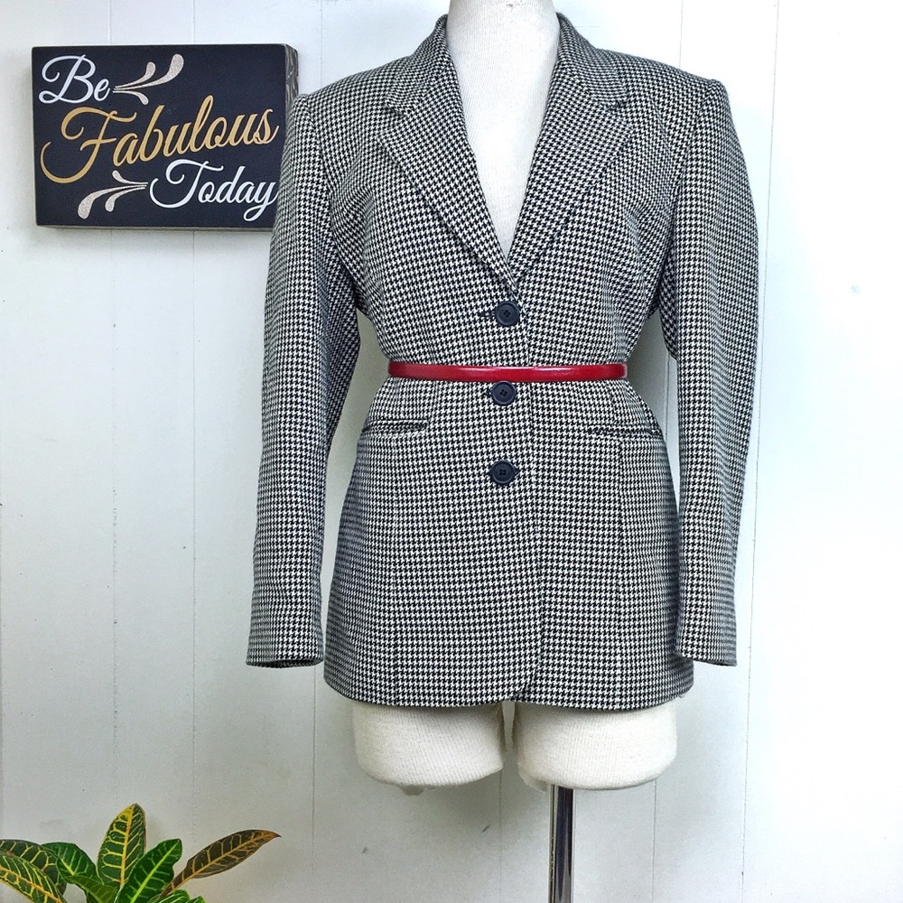 Larry Levine Black & White Houndstooth Blazer - Picture 1 of 8